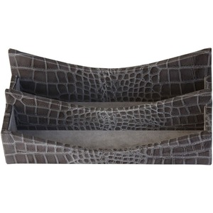 Protacini Castlerock Gray Italian Patent Leather Letter Holder - Italian Leather, Velveteen, Suede - Castlerock Gray - 1 Each