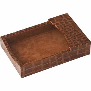 Protacini Cognac Brown Italian Patent Leather 4" x 6" Memo Holder - 4" Height x 6" Width - Italian Leather, Suede - Cognac Brown - 1 Each