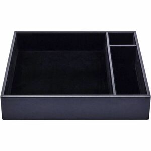 Dacasso Leatherette Conference Room Organizer - 8 x Writing Pad - 3 Compartment(s) - Desktop - Black - Leatherette, Velveteen - 1 Each