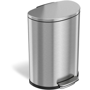 HLS Commercial 13-gallon Soft Step Trash Can - 13 gal Capacity - Half-round - Smooth, Foot Pedal, Fingerprint Proof, Removable Inner Bin, Durable - 26.4" Height x 19.8" Width