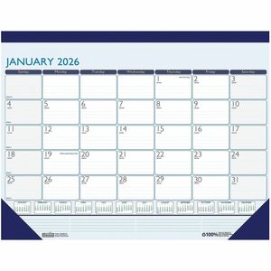 House of Doolittle Contempo Monthly Desk Pad - Professional - Julian Dates - Monthly - 12 Month - January 2025 to December 2025 - 1 Month Single Page Layout - Desk Pad - Blue