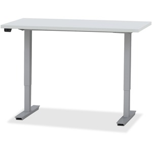 Safco ML-Series Height-Adjustable Table - Rectangle Top - Silver Metallic T-shaped, Powder Coated Base - 2 Legs - 220 lb Capacity - Adjustable Height - 28" to 47.60" Adjustmen