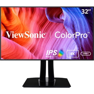 Viewsonic VP3268A-4K 31.5And#34; 4K UHD Pantone Validated 100% sRGB Monitor with Docking Station Design - Black