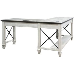 Martin Hartford Open L-Shaped Desk - 31" Height x 60" Width x 28" Depth - 2 x Utility, Keyboard Drawer(s) - Material: Wood Grain, Veneer - Finish: Vintage Linen - 1 Each