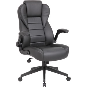 Boss Executive LeatherPlus Chair - Black Seat Color - Vinyl Seat Material - Black Back Color - Vinyl Back Material - High Back - 5-star Base - Armrest - 1 / Carton