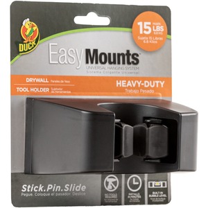 Duck Brand EasyMounts Heavy-Duty Tool Holder - Fiberglass - Black - 1 Each