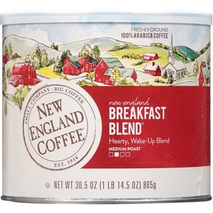 New England Breakfast Blend Ground Coffee - Breakfast Blend, Arabica, Rich Aroma - Medium - 30.5 oz - Kosher - 1 / Each