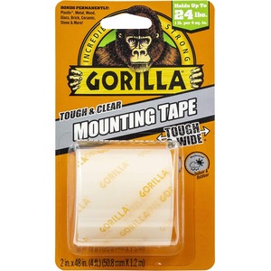 Gorilla Tough & Clear Mounting Tape - 4 ft Length x 2" Width - 1 / Each - Clear