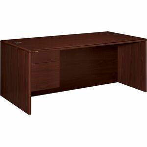 HON 10700 H10786L Pedestal Credenza - 29.5" Height x 72" Width x 36" Depth - 2 x Box, File Drawer(s)Left Side - Waterfall Edge - Finish: Mahogany - 1 Each