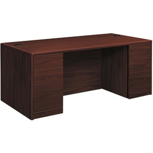 HON 10700 H10774 Pedestal Desk - 29.5" Height x 66" Width x 30" Depth - 5 x Box, File Drawer(s) - Double Pedestal - Finish: Mahogany - 1 Each