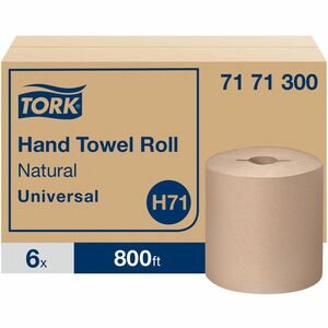 TORK Hand Towel Roll Natural H71 - Tork Hand Towel Roll, Natural, Universal, H71, Large, 100% Recycled, 1-Ply, White, 6 Rolls x 800 ft, 7171300