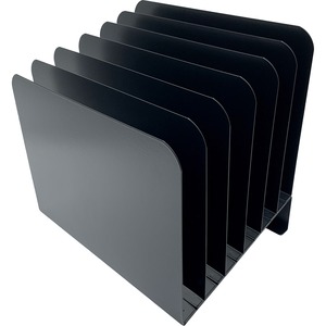 Huron Slanted Vertical Slots Desktop Organizer - 8 Compartment(s) - Vertical - 10" Height x 9.75" Width x 11" Depth - Durable - Black - Steel - 1 Each