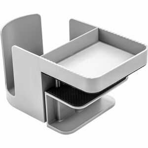 Deflecto Standing Desk Cup Holder - 3.5" Height x 3.9" Width x 7" Depth - Cup Holder, Durable, Spill Resistant, Portable, Spring Loaded - Gray - Acrylonitrile Butadiene Styren