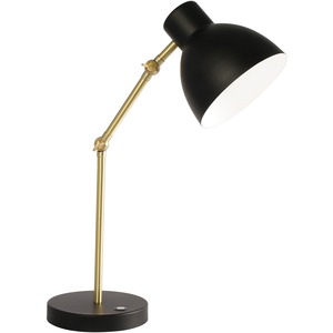 OttLite Adapt LED Desk Lamp - 22" Height - 4" Width - 14 W LED Bulb - Matte Black, Brushed Brass - Adjustable Brightness, Touch-activated, USB Charging, Adjustable Shade, Adju