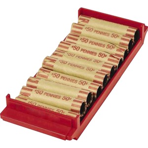 ControlTek Coin Trays for Pennies - Stackable - 1 x Coin Tray10 Coin Compartment(s) - Red - Plastic
