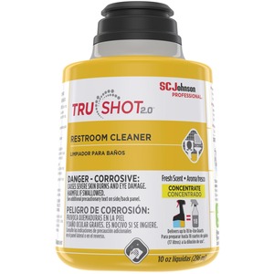 SC Johnson TruShot 2.0 Restroom Cleaner - Concentrate - 10 fl oz (0.3 quart) - Clean Fresh ScentCartridge - 4 / Carton - Spill Proof - Clear