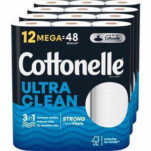 Cottonelle CleanCare Bath Tissue - 312 Sheets/Roll - White - Fiber - 12 Rolls Per Pack - 4 / Carton