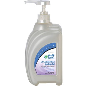 Health Guard Hand Sanitizer Gel - Alcohol Scent - 33.8 fl oz (1000 mL) - Pump Bottle Dispenser - Kill Germs - Hand, Multipurpose - Moisturizing - Bio-based, Dye-free, Fragranc