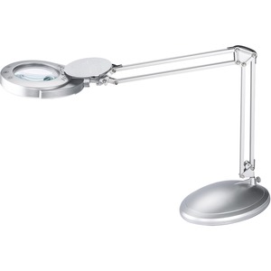 Victory Light LED Magnifying Lamp - 48" Height - 8.8" Width - 4.60 W LED Bulb - Silver - Adjustable Arm, Adjustable Height - 400 lm Lumens - Metal - Desk Mountable - Silver -