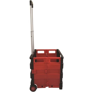 Seco Folding Shopping/Utility Cart - Telescopic Handle - 77 lb Load Capacity - Plastic - 14.90" Length x 16.50" Width x 15.90" Height - Black, Red - 1 Each