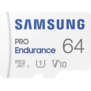 Samsung PRO Endurance 64 GB Class 10/UHS-I U1 V10 microSDXC - 100 MB/s Read - 30 MB/s Write - 3 Year Warranty