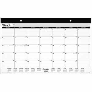 Cambridge Basic 2025-2026 Monthly Desk Pad Calendar, Compact, 17 3/4" x 11" - Monthly - 15 Month - October 2025 to December 2026 - 1 Month Single Page Layout - 17 3/4" x 11" S