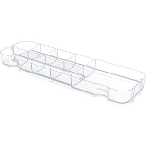 Deflecto Caddy Storage Tray - 9 Compartment(s) - 1.30" Height x 13.10" Width x 3.80" Depth - Desktop - Portable, Stackable - Clear - Polystyrene - 1 Each