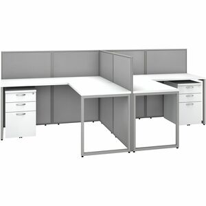 Bush Business Furniture Easy Office 60W 2 Person L Shaped Cubicle Desk with Drawers and 45H Panels - x 1" Thickness Top, 45 Height x 60" Width x 119" Depth, x 60" Width Desk,