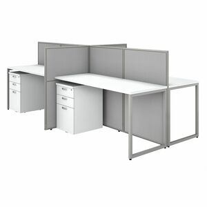 Bush Business Furniture Easy Office 60W 4 Person Cubicle Desk with File Cabinets and 45H Panels - x 1" Thickness Table Top, x 60" Width Desk, 45 Height Panel, x 60" Width x 24