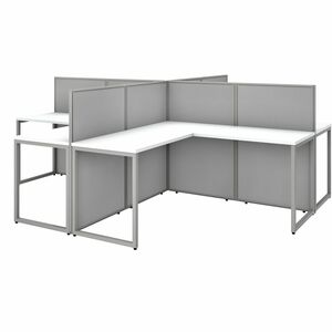 Bush Business Furniture Easy Office 60W 4 Person L Shaped Cubicle Desk Workstation with 45H Panels - x 1" Thickness Table Top, x 60" Width x 24" Depth Desk, x 60" Width Desk,