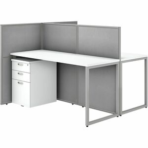 Bush Business Furniture Easy Office 60W 2 Person Cubicle Desk with File Cabinets and 45H Panels - 45 Height x 60" Width x 60" Depth - 3 - Material: Thermofused Laminate (TFL),