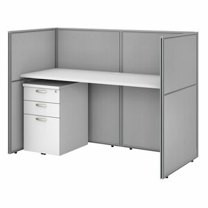 Bush Business Furniture Easy Office 60W Cubicle Desk with File Cabinet and 45H Closed Panels Workstation - x 1" Thickness Surface, 45 Height x 61" Width x 31" Depth, x 60" Wid