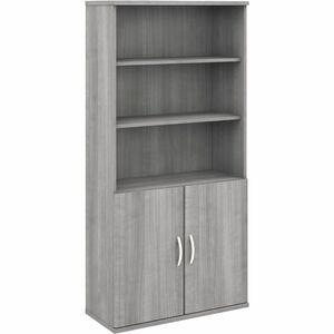 Bush Business Furniture Studio A Collection Desking Unit - 72.8" Height x 35.7" Width x 16.2" Depth - 2 Door(s) - 5 Shelve(s) - 3 Adjustable Shelf(ves) - Finish: Platinum Gray