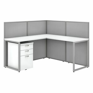 Bush Business Furniture Easy Office 60W L Shaped Cubicle Desk with File Cabinet and 45H Panels - 45 Height x 60" Width x 60" Depth - 3 x File Drawer(s) - Material: Fabric, The