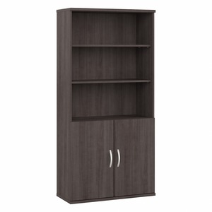 Bush Business Furniture Studio A Storm Gray Office Unit - 72.8" Height x 35.7" Width x 16.2" Depth - 2 Door(s) - 5 Shelve(s) - 3 Adjustable Shelf(ves) - Finish: Storm Gray, La