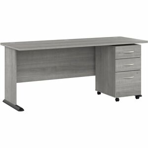 Bush Business Furniture Studio A 72W Computer Desk with 3-Drawer Mobile File Cabinet - 29.7" Height x 71.5" Width x 26.8" Length - 3 x File, Box Drawer(s) - Finish: Thermoplas
