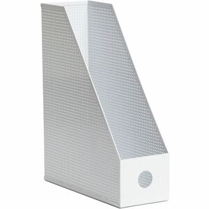 U Brands Modern Perforated Metal Magazine Holder - White - Metal - 1 Each