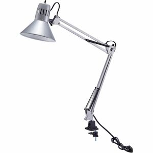 Bostitch Swing Arm Desk Lamp with Clamp, Silver - 36" Height - 9 W LED Bulb - Adjustable Arm, Durable, Flicker-free, Glare-free Light, Flexible Arm - 700 lm Lumens - Metal - D