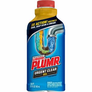 Liquid-Plumr Urgent Clear Pro-Strength Clog Remover - Gel - 17 fl oz (0.5 quart) - Bottle - 1 Each - Blue