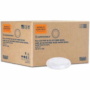 World Centric Compostable Clear Bowl Lids - Round - Polylactic Acid (PLA), Plastic - Clear - 300 / Carton