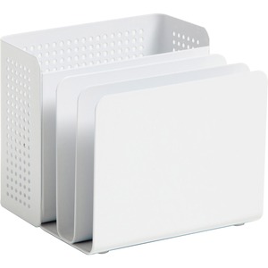 U Brands Modern Perforated Metal Sorter Cup - 3.90" Height x 4.40" Width x 4.30" Depth - Durable - White - Metal - 1 Each