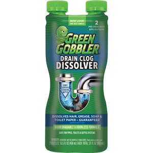 Green Gobbler Liquid Drain Clog Dissolver - 31 fl oz (1 quart)Bottle - 1 Each - Non-corrosive, Odorless, Bleach-free, Fume-free, Environmentally Friendly