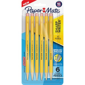 Paper Mate Sharpwriter Mechanical Pencils - HB/#2 Lead - 0.7 mm Lead Diameter - Black Lead - Yellow Barrel - 6 / Pack