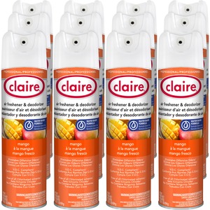 Claire Water-Based Air Freshener - Spray - 16 oz - Mango - 12 / Dozen - Residue-free, Non-staining, Ozone-safe, Odor Neutralizer, Recyclable