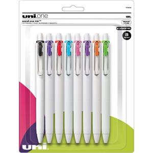 uniball™ UB One Gel Pens - Medium Pen Point - 0.7 mm Pen Point Size - Retractable - Assorted Pigment-based, Gel-based Ink - White Barrel - 8 / Pack