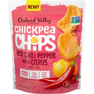 Orchard Valley Harvest Red Chili Pepper with Citrus Chickpea Chips - Gluten-free, Individually Wrapped - Spicy - 1 Serving Bag - 3.75 oz - 6 / Carton