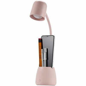 Bostitch Desk Lamp with Storage Cup, Pink - LED Bulb - Adjustable, Touch Sensitive Control Panel, Dimmable, Color Temperature Setting, Flicker-free, Adjustable Head, Adjustabl