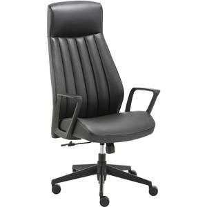 LYS High-Back Bonded Leather Chair - Black Seat Color - Bonded Leather Seat Material - Black Back Color - Bonded Leather Back Material - High Back - Armrest - 1 Each