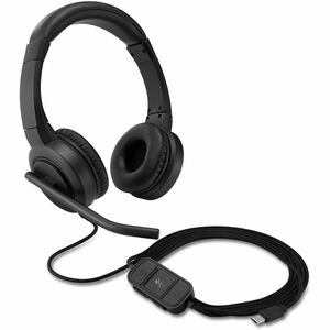 Kensington H1000 USB-C On-Ear Headset - Stereo - USB Type C - Wired - On-ear - Binaural - Circumaural - 6 ft Cable - Directional, Noise Cancelling Microphone - Black