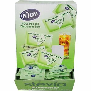 Njoy Green Stevia Sugar Substitute - 0.035 oz (1 g) - Stevia Flavor - 400/Box